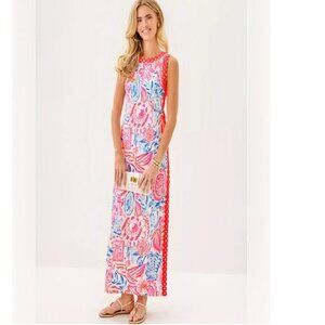 NWT Lilly Pulitzer Sadie Maxi Romper in Resort White Sun Sea Sand Size 12